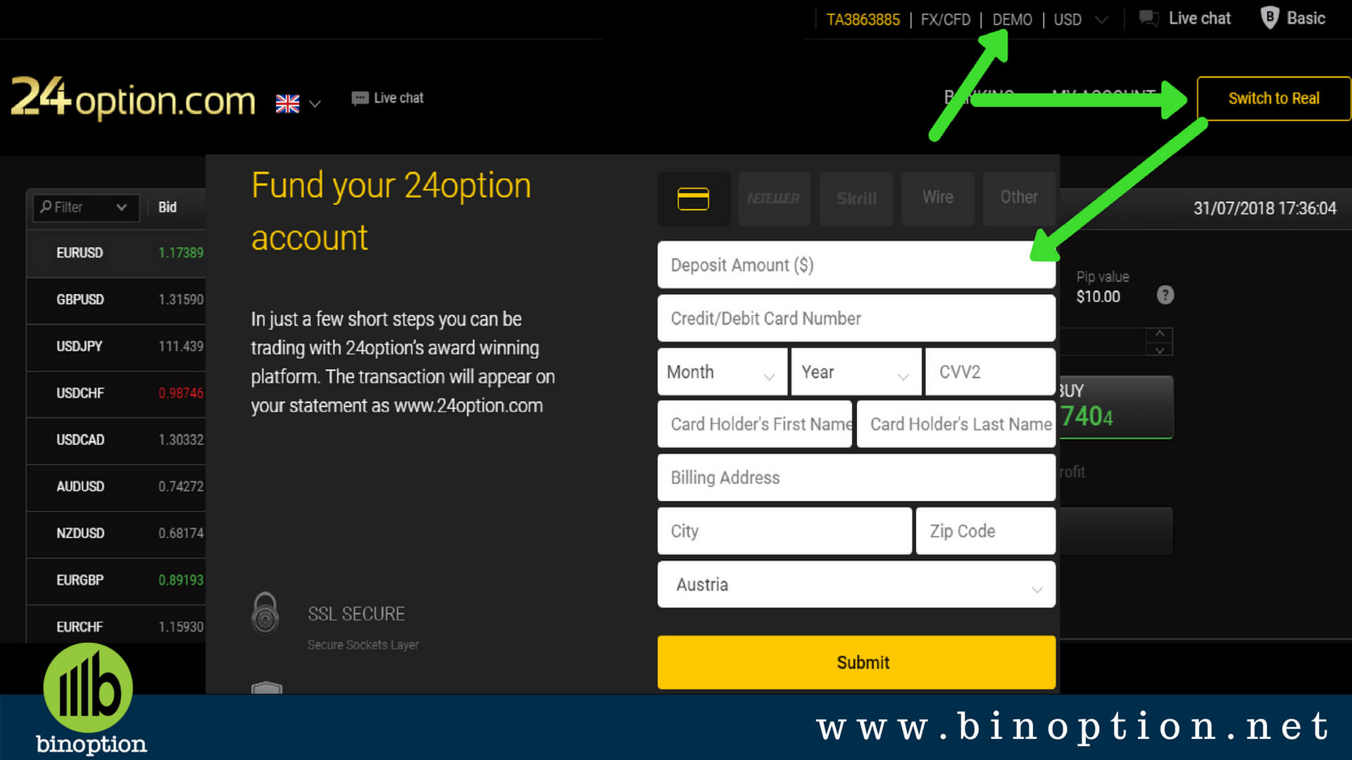 24option Login Live Account Deposit - Binoption