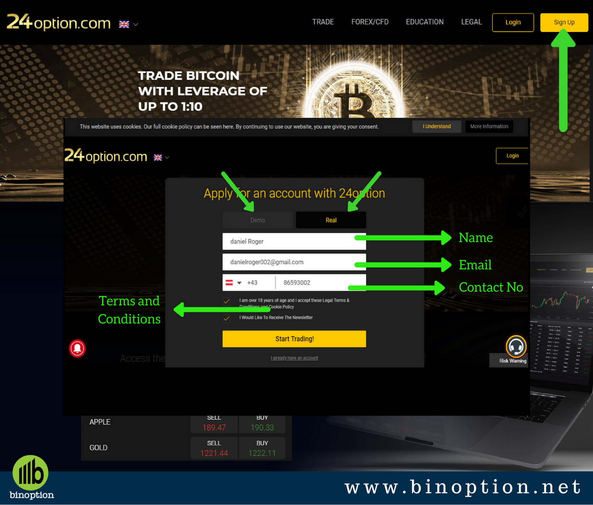 24option Login Signup - Binoption