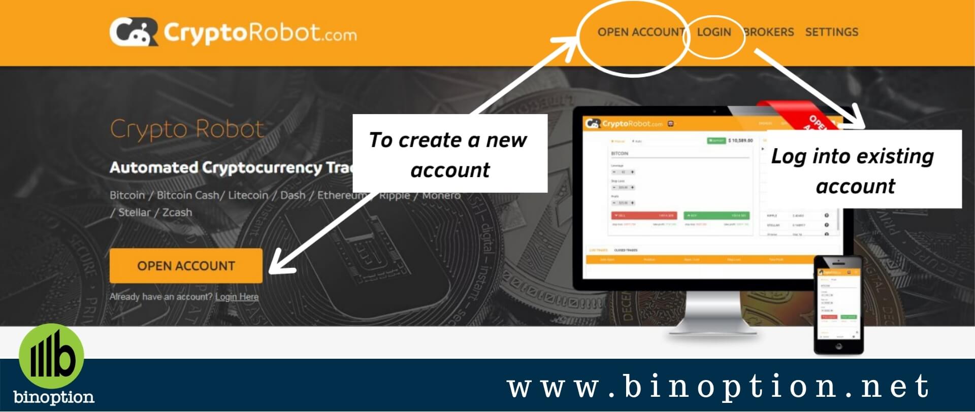 Crypto Robot Login SignUp - Binoption