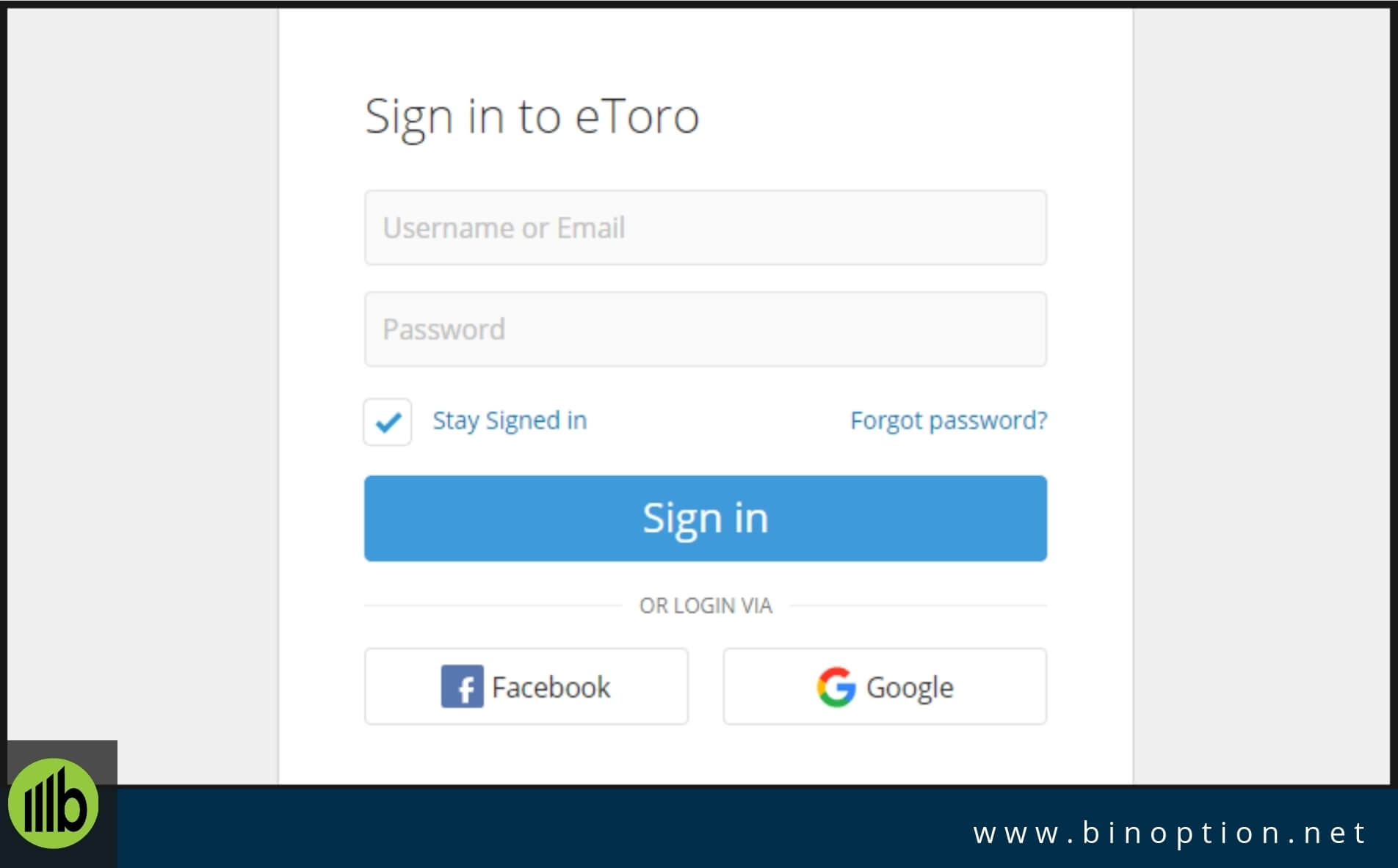 eToro Login Process - Binoption