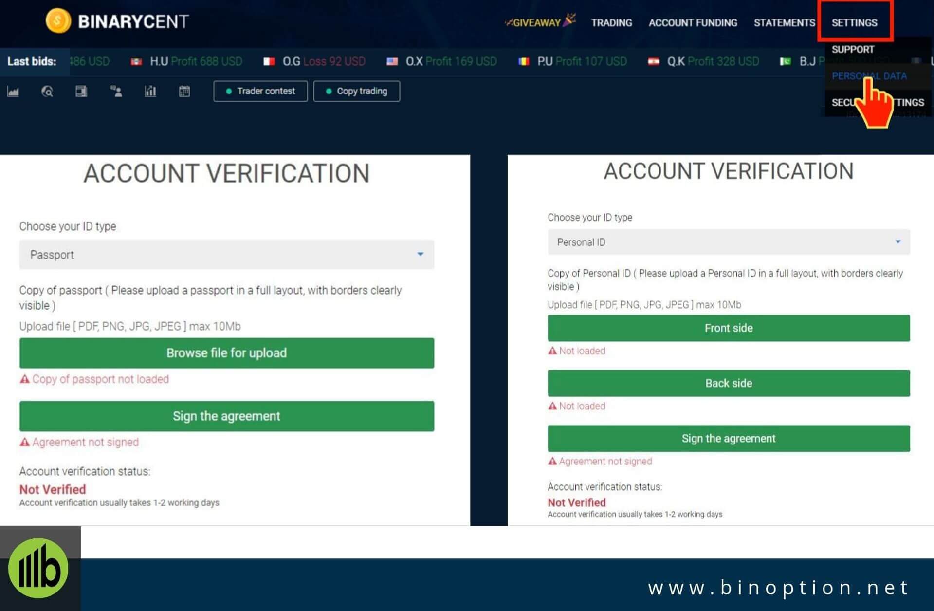 Account Verification-Binoption