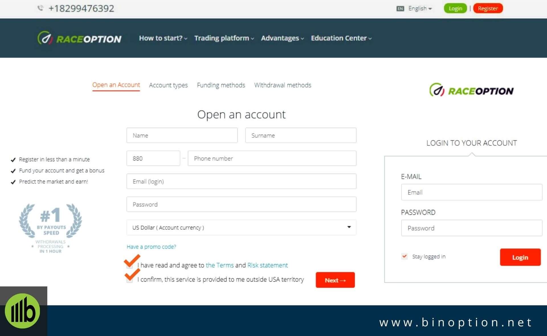 Raceoption Signup And Login-Binoption